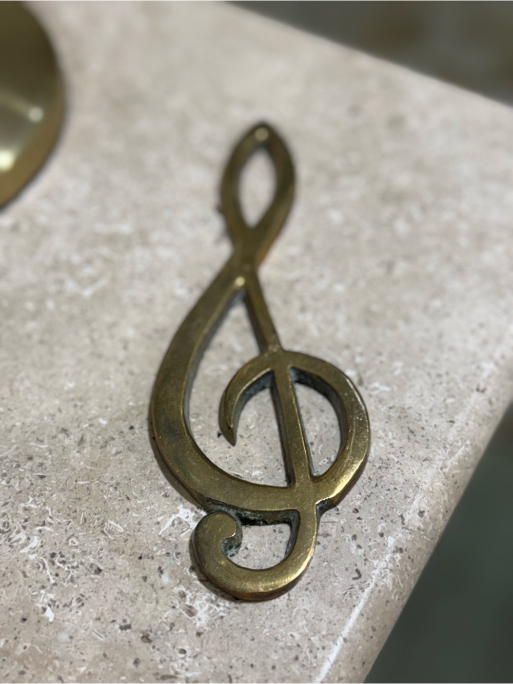 Vintage Brass Music Note/Treble Clef Paperweight/ Wall Accent - Gold Music Decor
